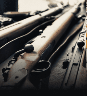 Close-up of vintage rifles, relevant to ERPO defense attorneys.