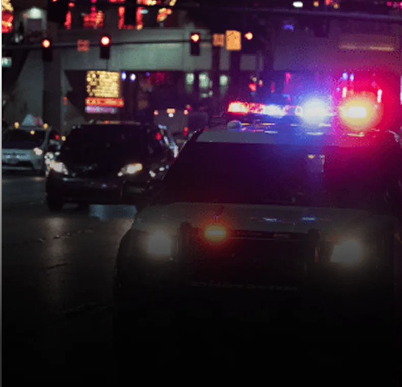 Syracuse traffic ticket attorney, police car lights at night